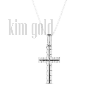 Zlatý krížik prívesok K349 z bieleho zlata 