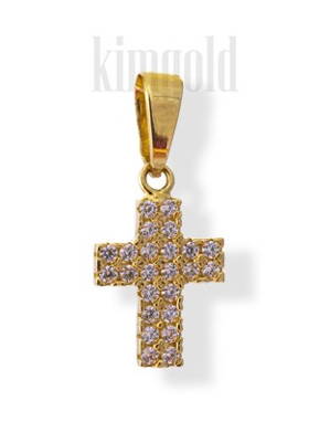 Krížik zo žltého zlata so zirkónmi K389