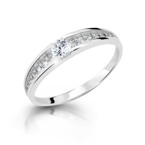 Romantický zásnubný prsteň z bieleho zlata DF2804 b + darčekové balenie zdarma