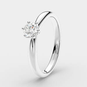 Zásnubný prsteň s briliantom z bieleho zlata R085 0,30ct s certifikátom GIA 