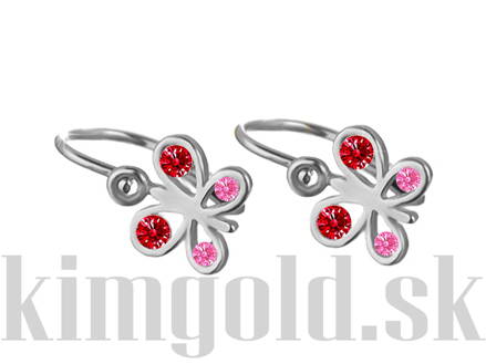 Detské náušnice v tvare motýlika z bieleho zlata K116bCR