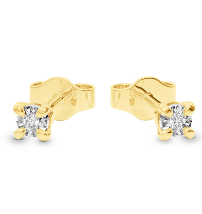 Náušnice zo žltého zlata s briliantom B1042