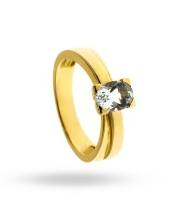 Dámsky prsteň zo žltého zlata s akvamarínom 207409z