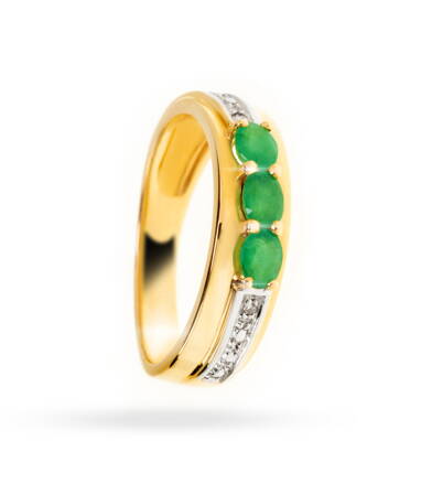 Smaragdový prsteň zo zlata s diamantmi 215883zS