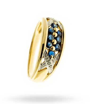 Zafírový prsteň zo žltého zlata s briliantmi 377881z