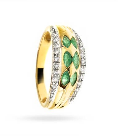 Smaragdový prsteň zo žltého zlata 395583zS