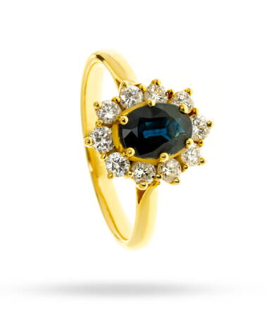 Dámsky zafírový prsteň zo žltého zlata 948881z