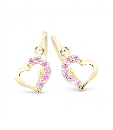 Srdiečkové náušnice zo zlata s kamienkami 2757zR