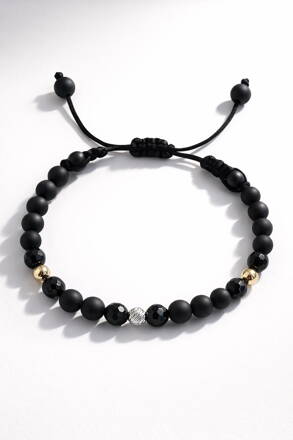 Guličkový náramok s onyxom a zlatými ozdobami RH04