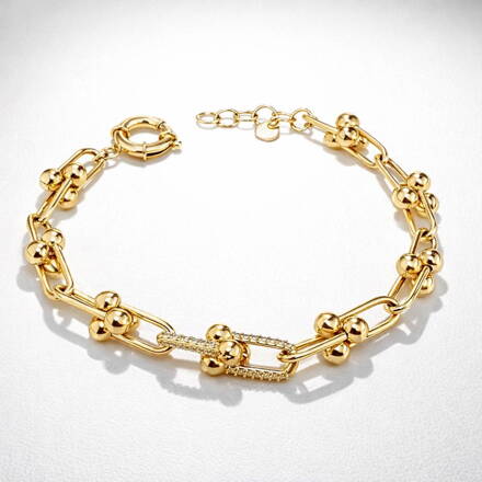 Náramok zo žltého zlata so zirkónmi k1667z