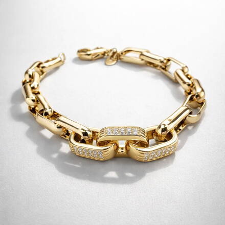 Náramok zo žltého zlata so zirkónmi k1668z