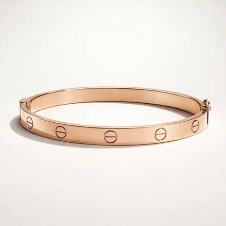 Náramok LOVE z ružového zlata pevný V025r