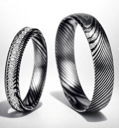 Svadobné obrúčky Kasiopea Damascus steel BB02