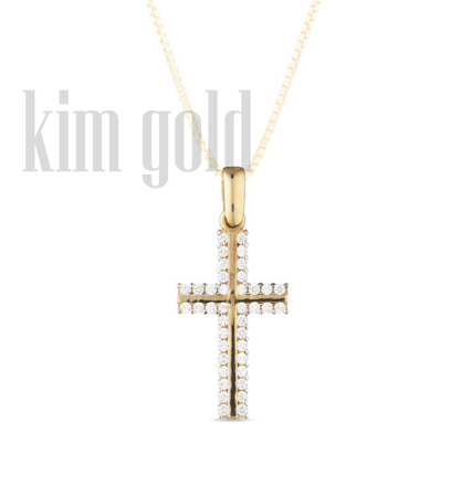 Krížik s kameňmi zo žltého zlata K349ž