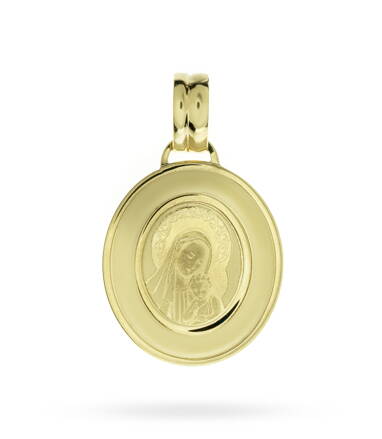 Medailón Panny Márie zo žltého zlata k673z