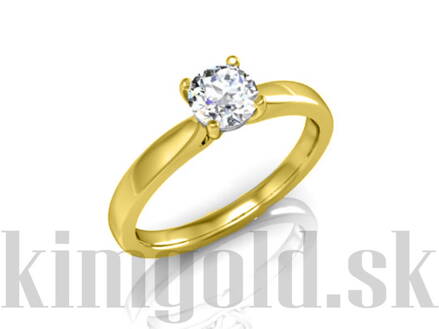 Zásnubný prsteň zo žltého zlata so zirkónom R056ž + darčekové balenie zdarma