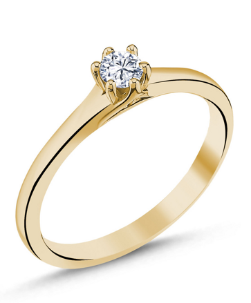 Prsteň s diamantom žlté zlato 0012020-1250F  0,20ct