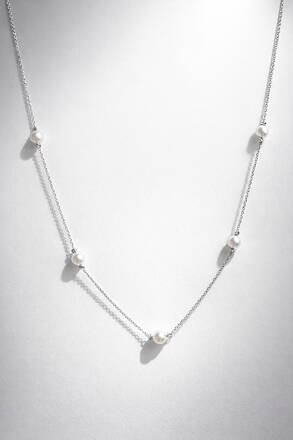 Retiazka z bieleho zlata s perličkami K019