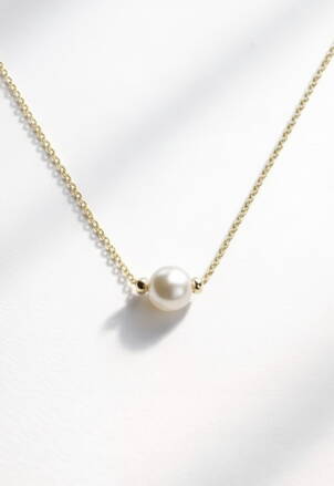 Retiazka z bieleho zlata s perlou K019 X